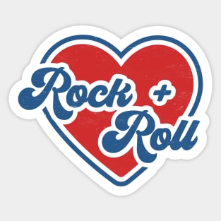 I Love Rock and Roll: Red Heart with Groovy Blue Text for Music Lovers Sticker